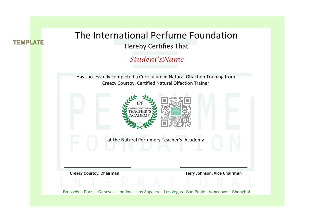 Template Certified Olfaction Training Certificate